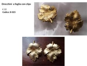 B 023 Orecchini a foglia con clips