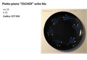 CET 018 Piatto piano Escher oche blu