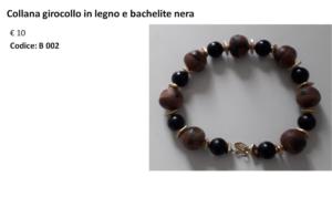 Collana girocollo in legno e bachelite nera