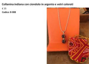 Collanina indiana con ciondolo in argento e con vetri colorati