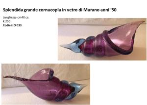 Cornucopia anni 50 in vetro di Murano