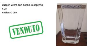 O 069 vaso in vetro con bordo argento